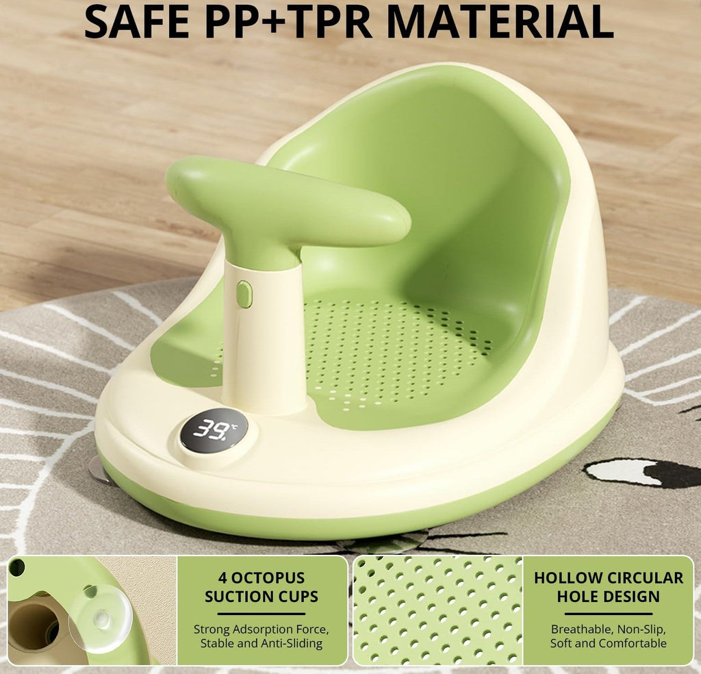 Infant Bathtub Seat with Wireless Water Thermometer and Mesh  Support