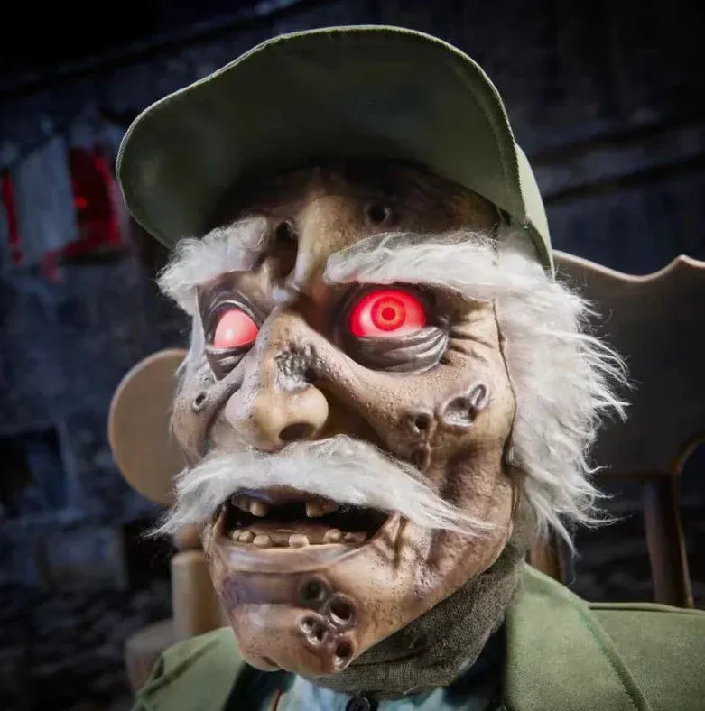 6.5' FT ROCKING CHAIR SWAMP FISHERMAN ANIMATRONIC LED EYES Halloween Home Depot