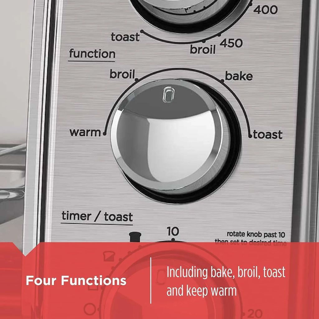BLACK+DECKER 4-Slice Toaster Oven, TO1745SSG-1A, Even Toast, 4 Cooking Functions Bake, Broil, Toast and Keep Warm, Removable Crumb Tray, Timer