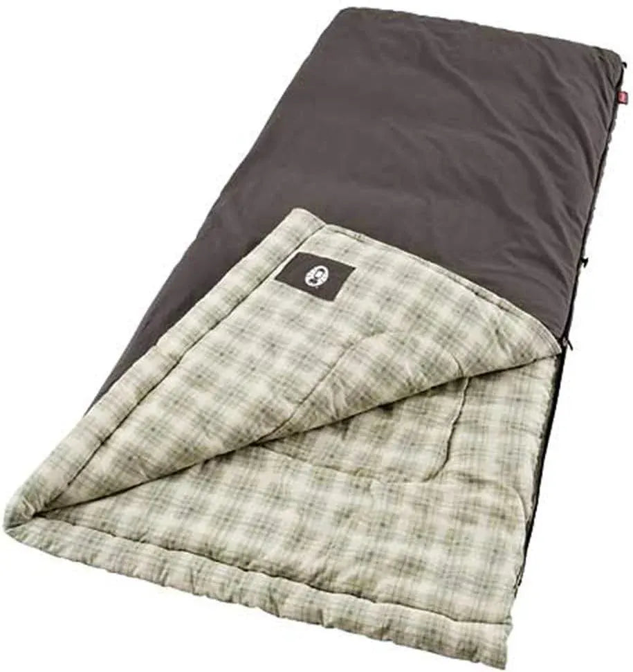 Coleman Heritage Big & Tall 10Â°F Flannel Sleeping Bag, XL Sleeping Bag Fits Adults up to 6ft 7in Tall, Machine Washable, Great for Camping, Hunting, Guests, & More