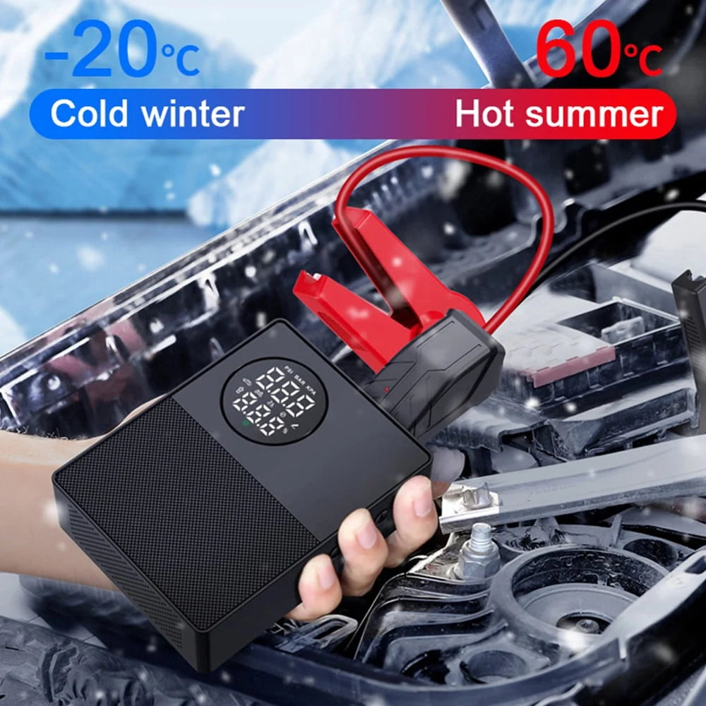 Jump Starter with Air Compressor,DFITO 1000A 12V Battery Jump Starter with 150PSI Digital Tire Inflator, Up to 8.5L Gas & 5.0L Diesel Engines, Visible LCD Screen