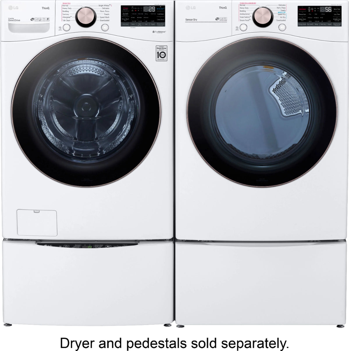 LG - 4.5 Cu. Ft. High-Efficiency Stackable Smart Front Load Washer with Steam and Built-In Intelligence - White