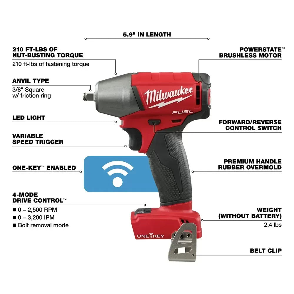 Milwaukee Pre-Sale 2758-20 M18 FUEL 18V 3/8 Compact Impact Wrench Kit - Bare Tool
