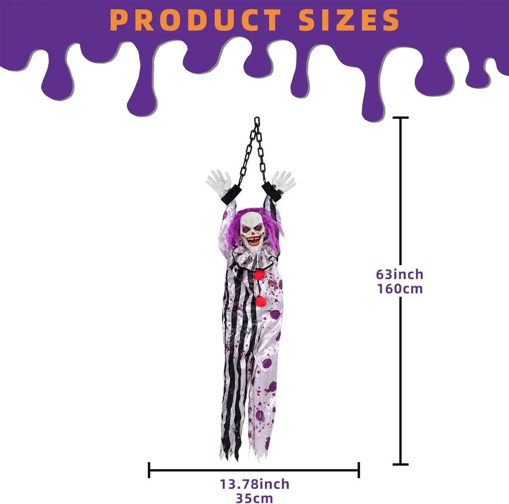 Halloween Decorations Outdoor and Indoor,Scary Halloween Animatronics Clown,Hang