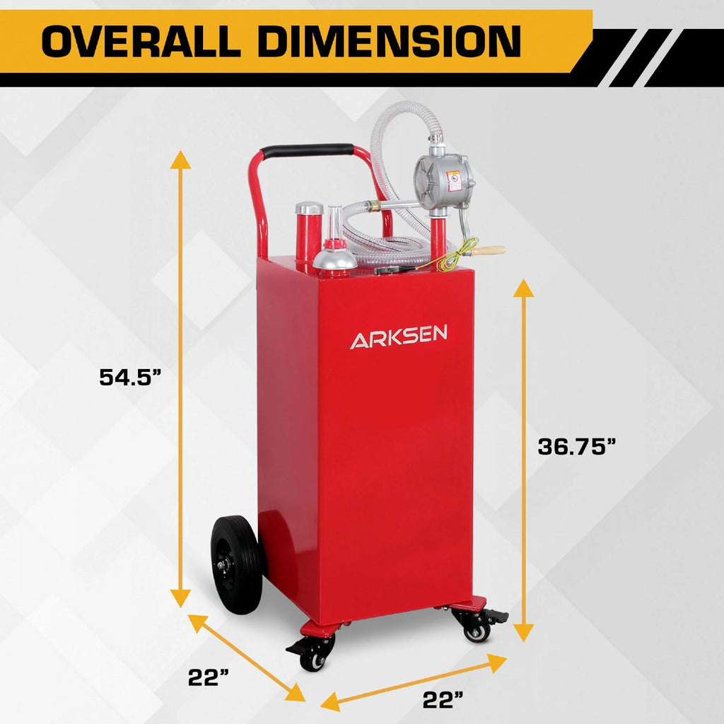 Arksen Portable 35-Gallon Gas Caddy Fuel Tank Storage Transfer Gasoline