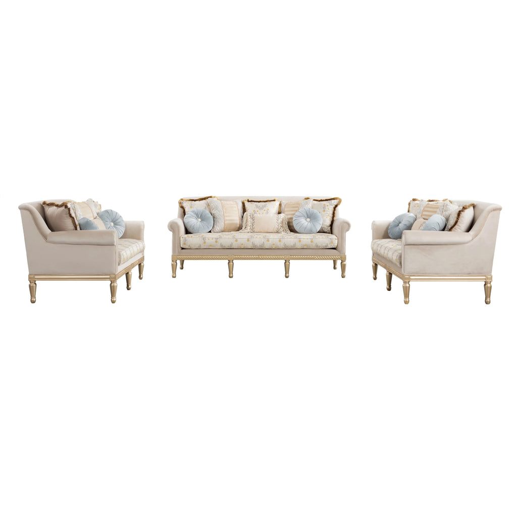 84 Modern Velvet Sofa Set, 3 Seater Couch with Loveseat for Living Room, Apartment, Beige