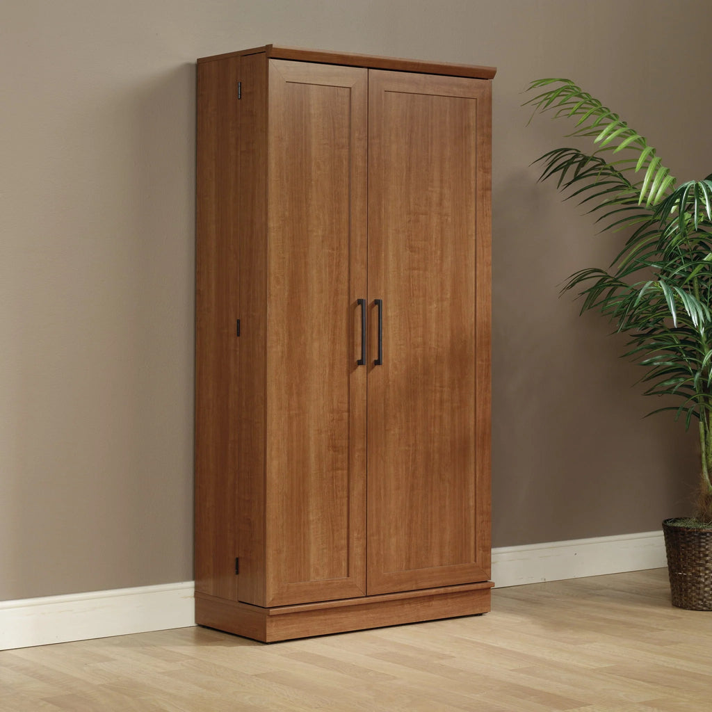 Sauder HomePlus 71 Tall 2-Door Multiple Shelf Wood Storage Cabinet， Sienna Oak Finish