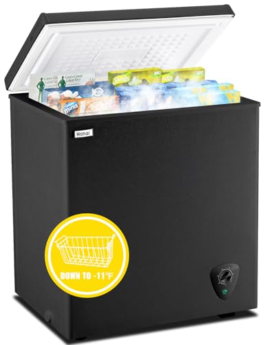Chest Freezer 3.5 CU.FT WANAI Deep Freezers Compact Mini Freezer 7 Temperature Control Low noise with Removable Basket for Dorm Apartment Home Kitchen