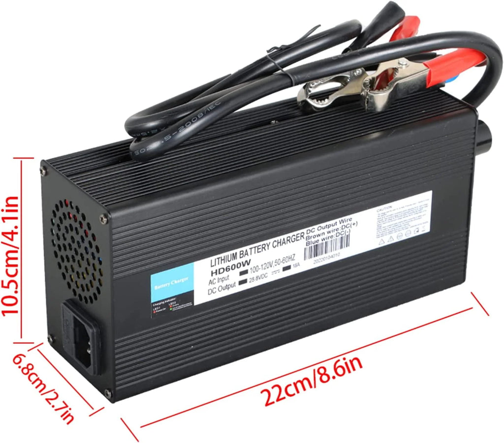 Labwork 28.8V 18A Lithium Battery Smart Charger with Alligator Clips Replacement for LiFePO4 Deep Cycle Rechargeable Batteries