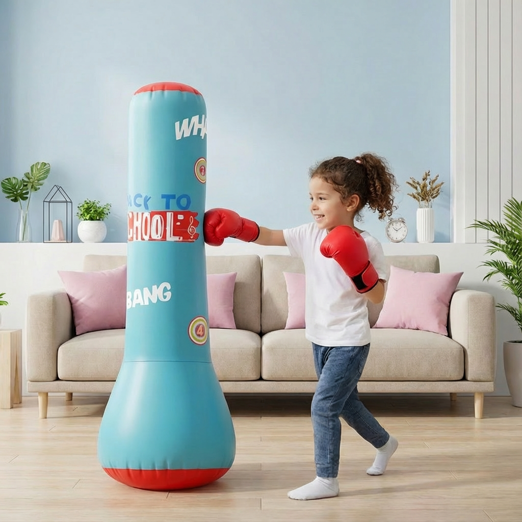 Inflatable Punching Bag for Kids with Water-Filled Base and Self-Righting Design