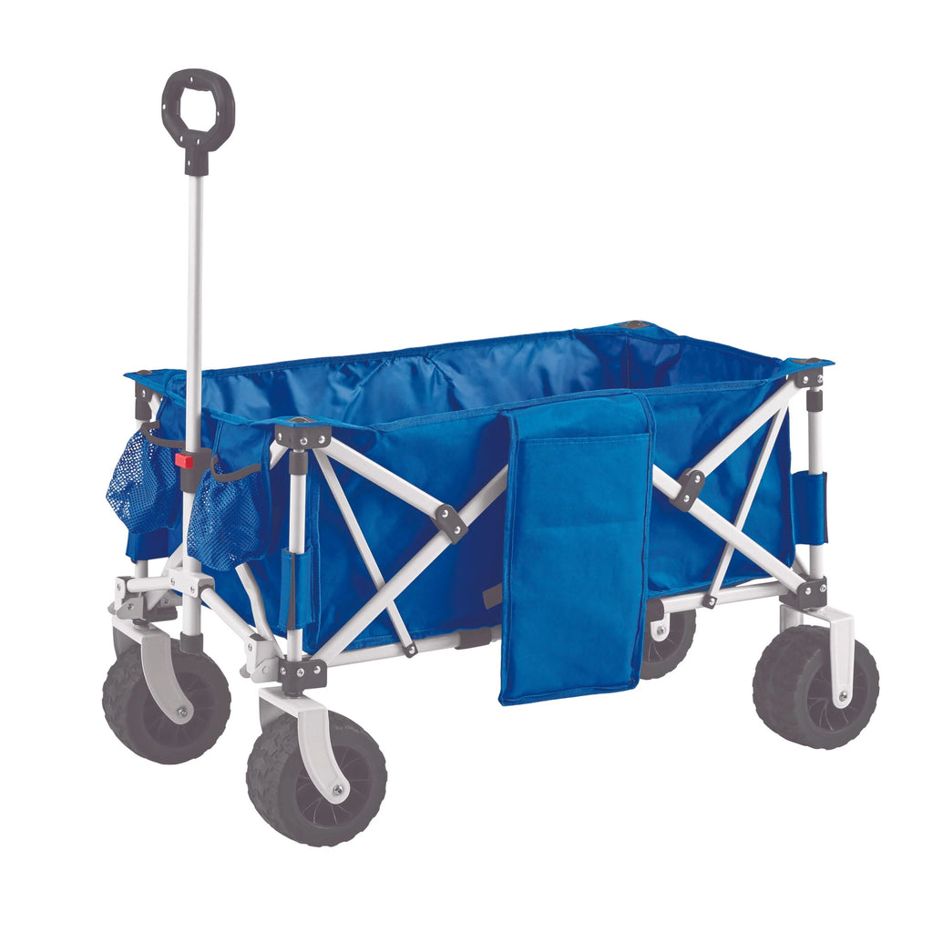 Mainstays Folding All-Terrain Wide-Track Wheeled Beach Wagon， Blue