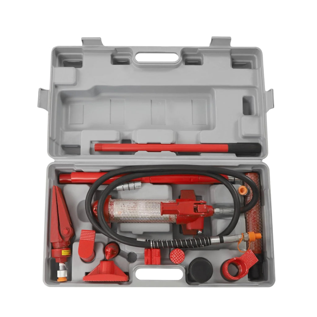 Miumaeov 4 Ton Porta Power Kit, 59 in Oil Hose Hydraulic Car Jack Ram 4.9 inch Lifting Height Autobody Frame Repair Power Tools for Truck Bed Unloader Farm Hydraulic Equipment Construction