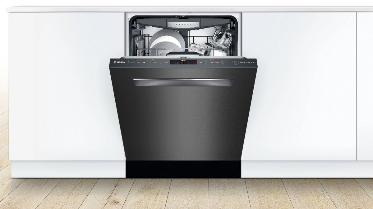 Bosch - 800 Series 24 Top Control Built-In Dishwasher with CrystalDry, Stainless Steel Tub, 3rd Rack, 42 dBa - Black stainless steel