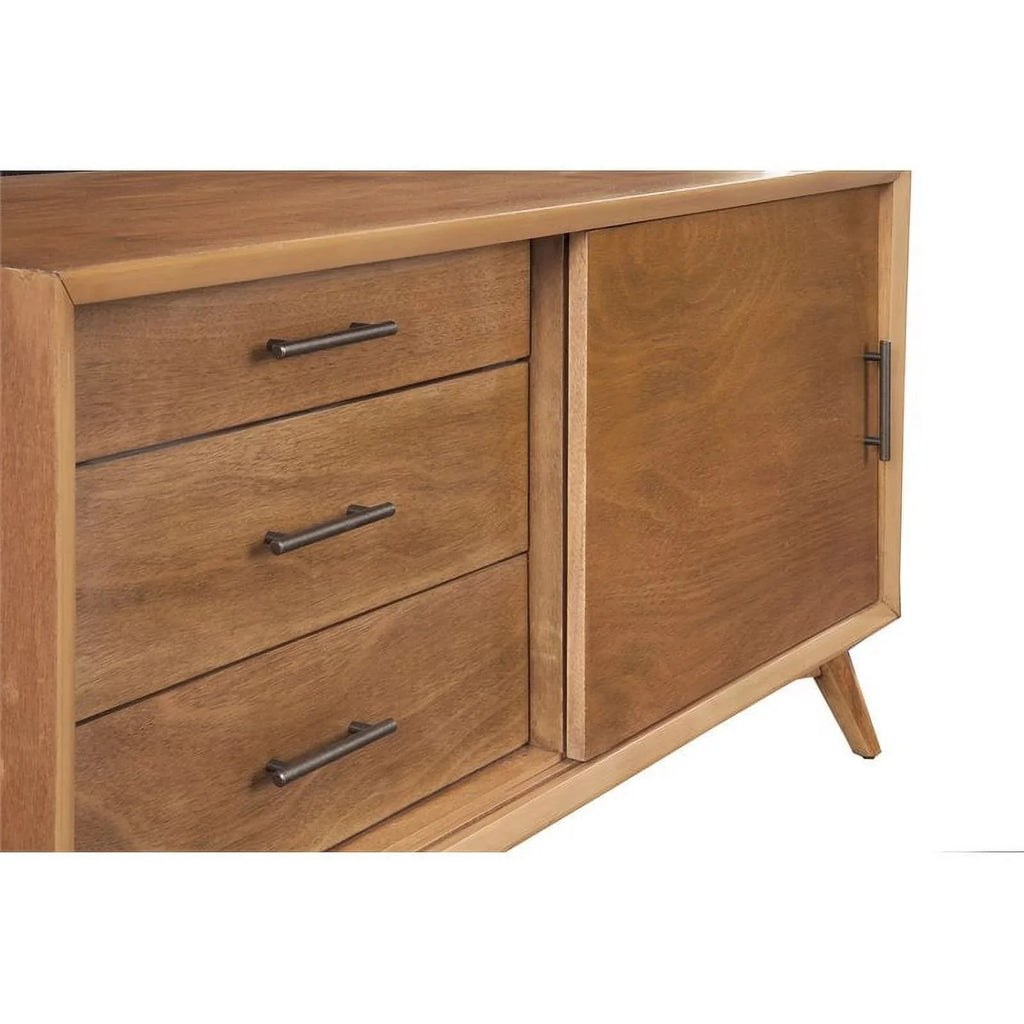 Home Square 4 Piece Set with Small TV Console Full Wood Bed & Large Nightstand