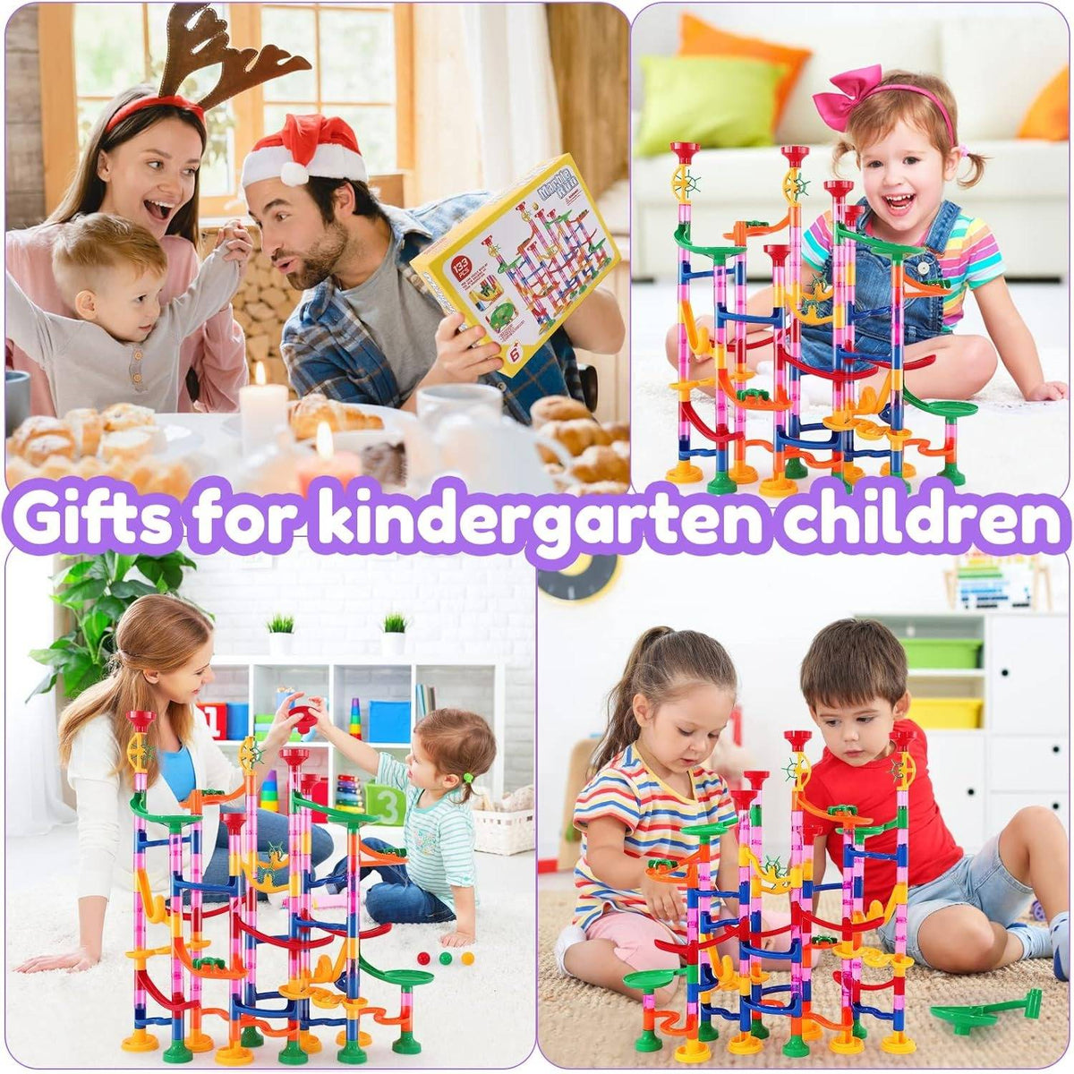 Marble Run Construction Set with 133 Pieces and Button Release  Funnel