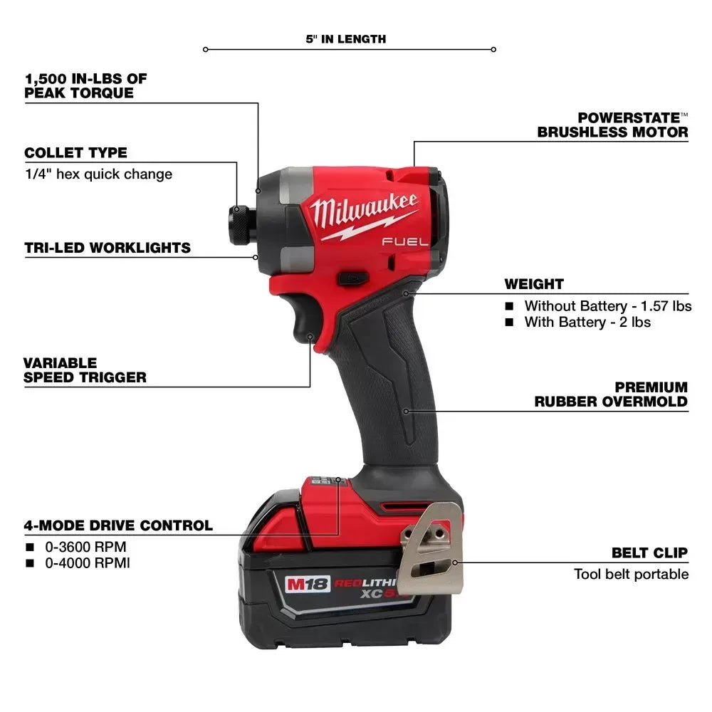 Milwaukee Pre-Sale Pre-Sale Pre-Sale 3697-22BL M18 FUEL 18V Cordless Drill / Driver Kit w/ M18 FUEL Blower