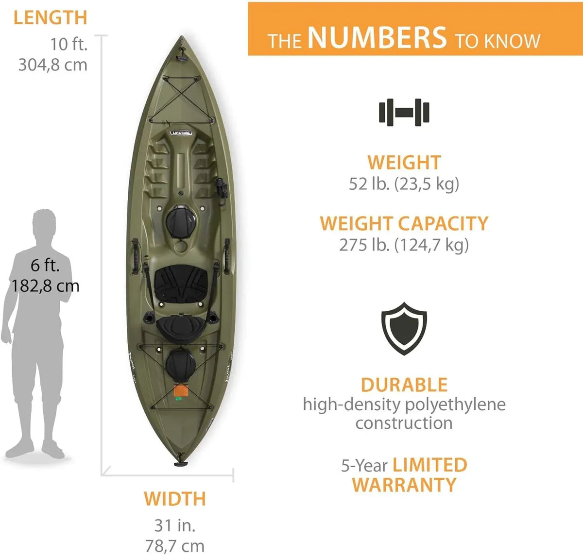 Lifetime Tamarack Angler Sit-On-Top Kayak, Olive, 120