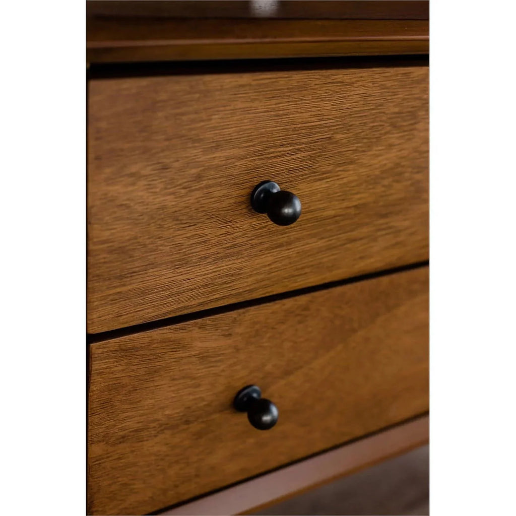 Home Square 4 Piece Set with Small TV Console Full Wood Bed & Large Nightstand
