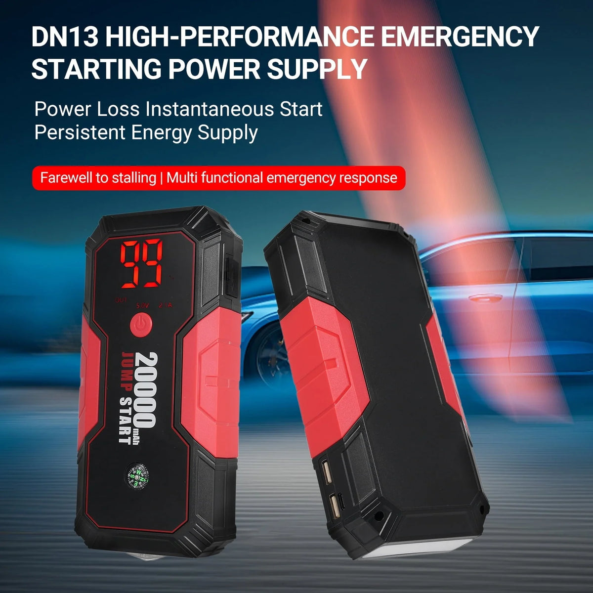 Lepmerk Emergency power supply, Supply Jump 600a Peak 12v Auto Battery Dn13 20000 MahPeak Current 20000 SupplyAuto 600a Peak Current Portable 12v Auto Current 20000 Mah