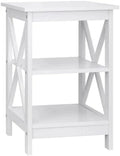 ASDRFYU 3-Tier End/Side/Sofa/Table with Shelves Wooden X-Design Nightstand for Small Space Living Room Bedroom Office Bathroom White