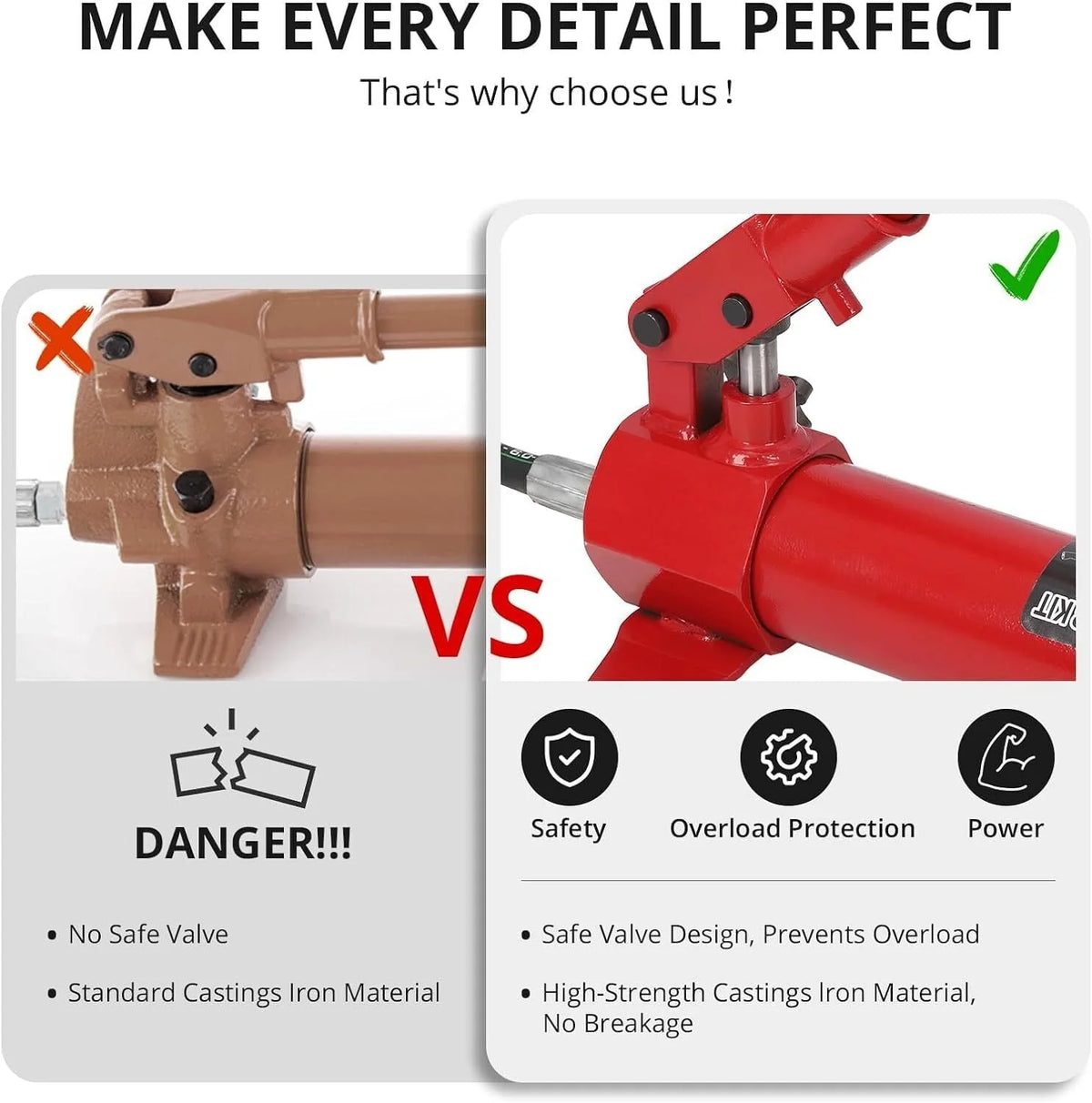 Emorefun 10 Ton Hydraulic Porta Power Jack Car Auto Tool Lift Ram Body Frame Repair Kits