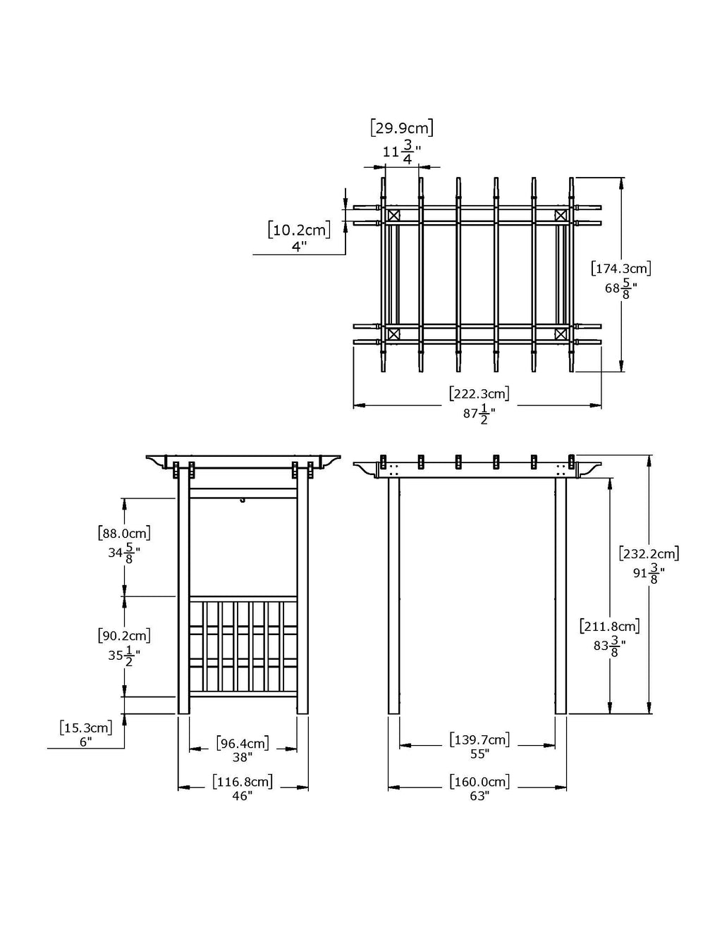 Vita 63L x 46W x 91H Springport Vinyl Arbor, White, VA68146