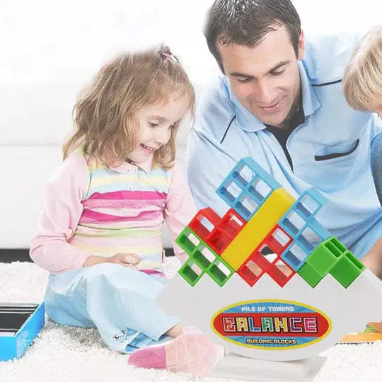 Magnetic Stacking Toy with 24 Interlocking Geometric Blocks and Base, Fine Motor Skill Game