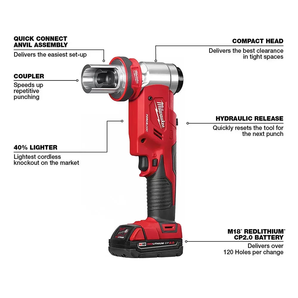 Milwaukee 2677-21 M18 18V FORCE LOGIC 6T Knockout Tool Kit w/ 1/2 - 4 Capacity