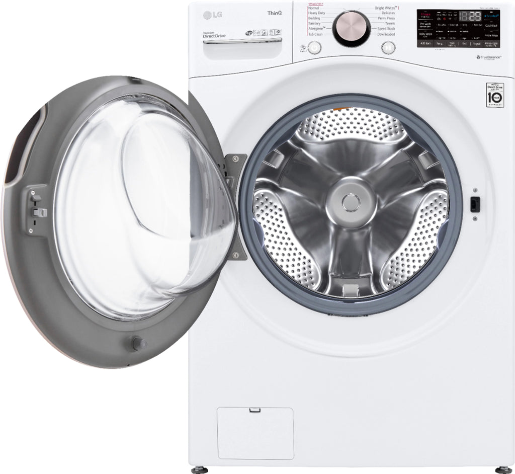 LG - 4.5 Cu. Ft. High-Efficiency Stackable Smart Front Load Washer with Steam and Built-In Intelligence - White