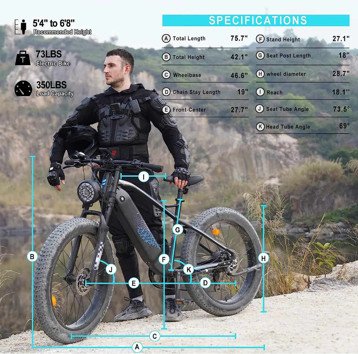 Electric Bike,750W Electric Bike for Adults BAFANG Motor 48V 15Ah Samsung Cell Battery Ebike, Fat Tire Electric Bicycles, 28MPH 35-80Miles Electric Mountain Bike, Shimano 7-Speed UL Certified