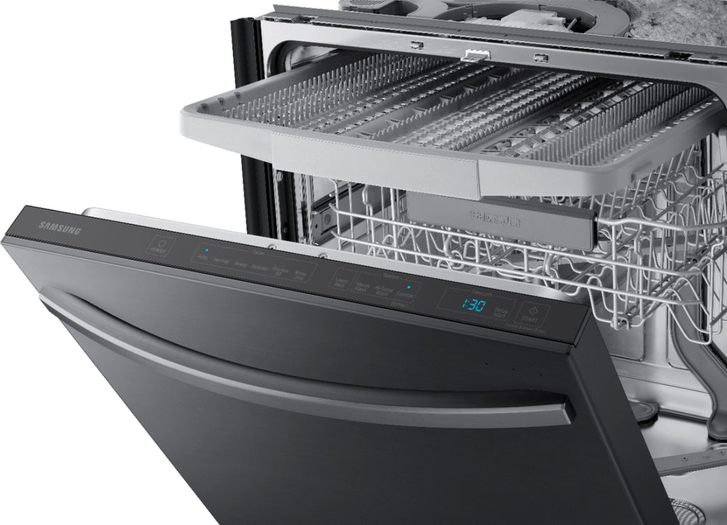 Samsung - StormWash 24 Top Control Built-In Dishwasher with AutoRelease Dry, 3rd Rack, 42 dBA - Black stainless steel