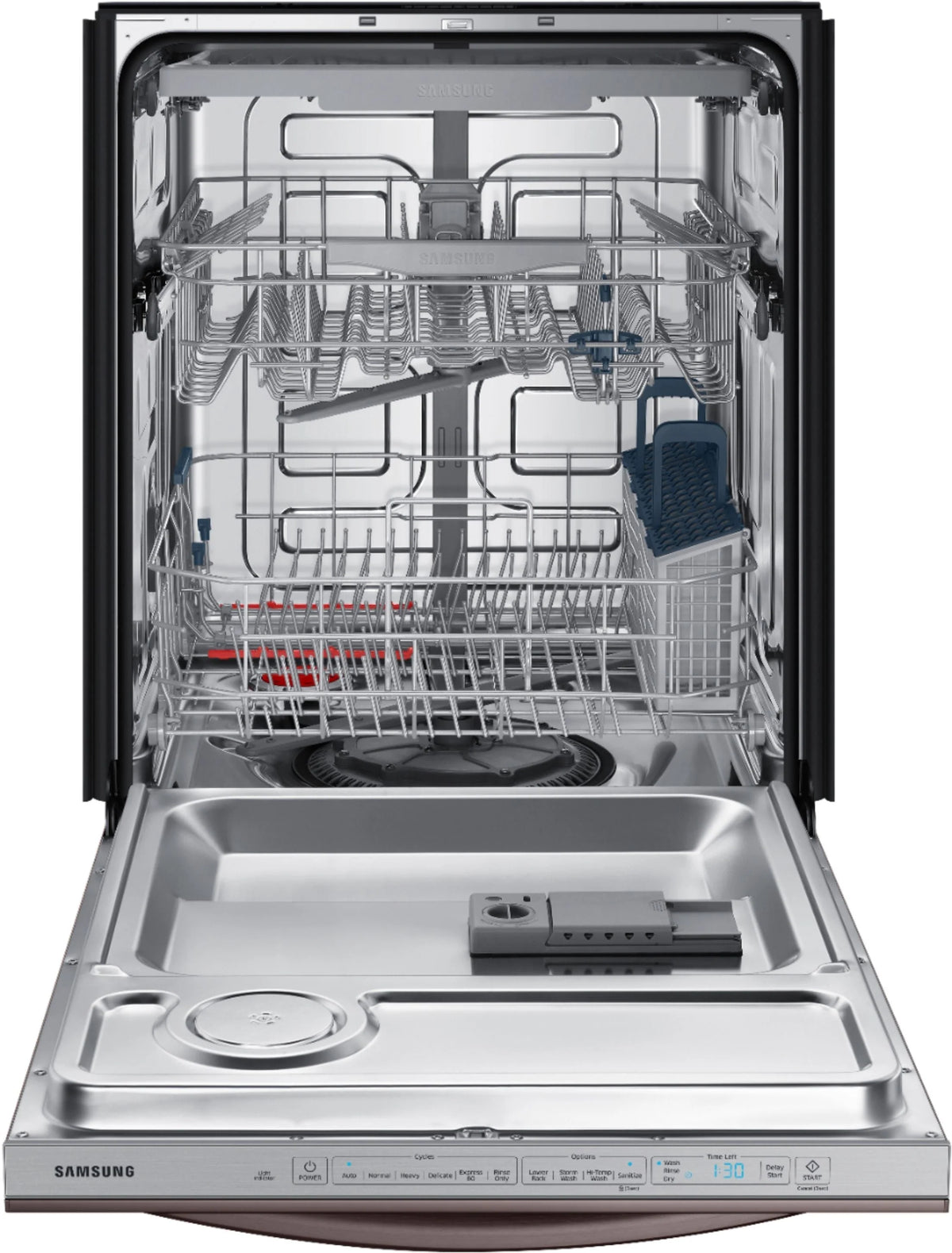 Samsung - StormWash 24 Top Control Built-In Dishwasher with AutoRelease Dry, 3rd Rack, 48 dBA - Tuscan stainless steel