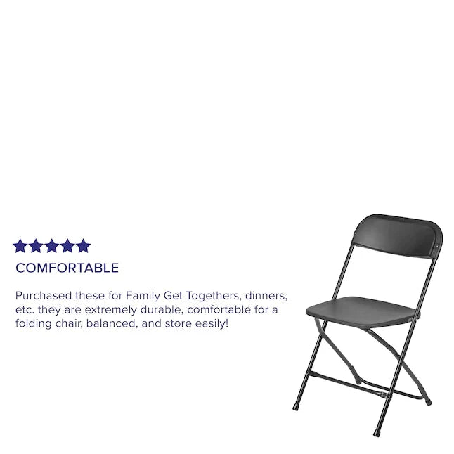 Flash Furniture 10-Pack Black Standard Folding Chair with Solid Seat (Indoor)