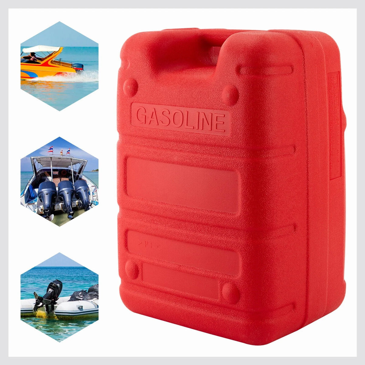 TFCFL Red 6.34 Gallons Portable Boat Fuel Tank Marine Outboard Fuel Tank/Fuel Line