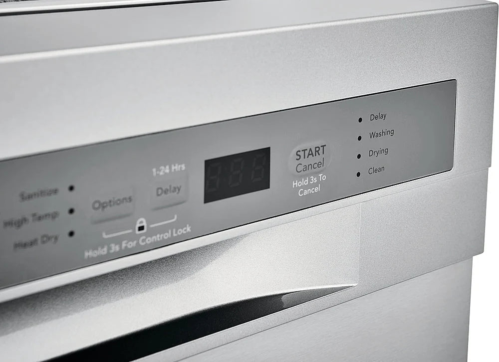 Frigidaire - 24 Compact Front Control Built-In Dishwasher with Stainless Steel Tub, 52 dBA - Stainless steel
