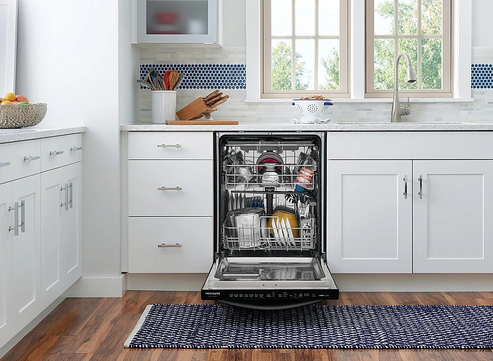 Frigidaire - Gallery 24 Compact Top Control Built-In Dishwasher with Stainless Steel Tub, 3rd Rack, 49 dBA - Black stainless steel