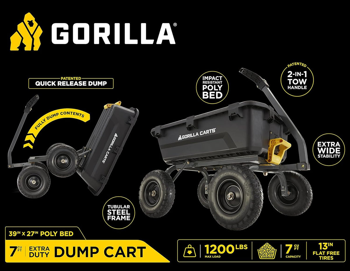 7GCG-NF Heavy-Duty Poly Dump Garden Cart, 7 Cu. Ft., 1,200-Lb. Capacity