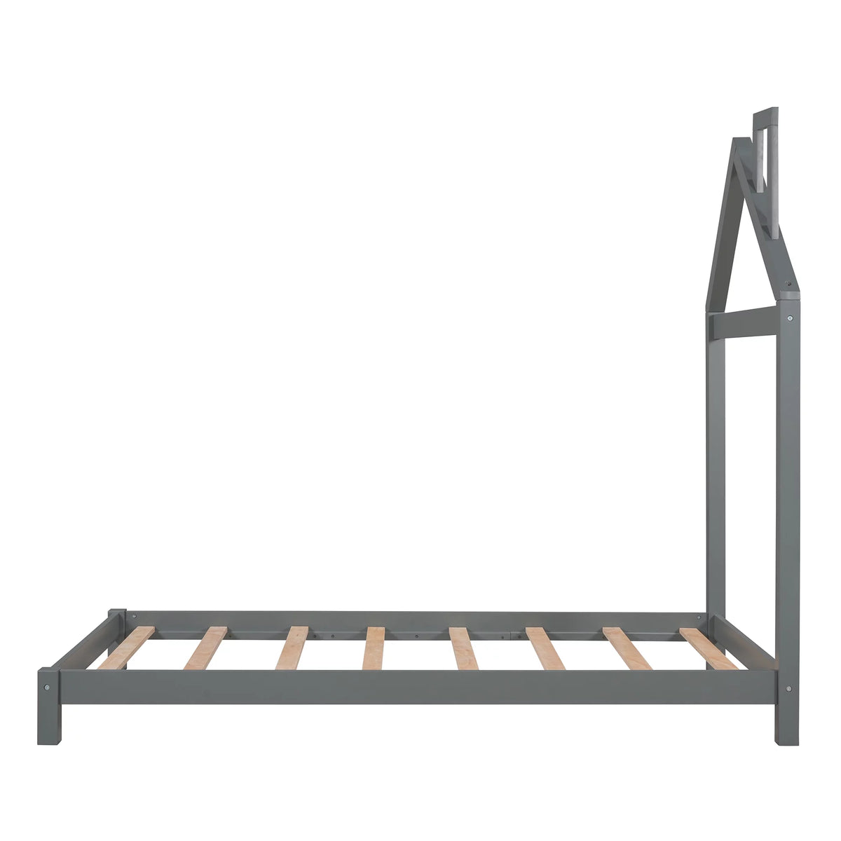 uhomepro Kids Twin Bed Frame with House Frame Headboard, Pretty Platform Bed Frame for Girls Boys, Wood Bed Frame Twin Size Bedroom Furniture with Wood Slats Support, No Box Spring Needed, Gray