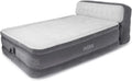Intex Dura-Beam Ultra Plush Inflatable Pillow Top Bed Air Mattress with Headboard, Built-in Internal Electric Pump and Carry Storage Bag, Queen, Gray