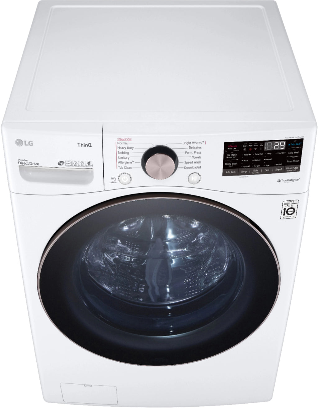 LG - 4.5 Cu. Ft. High-Efficiency Stackable Smart Front Load Washer with Steam and Built-In Intelligence - White