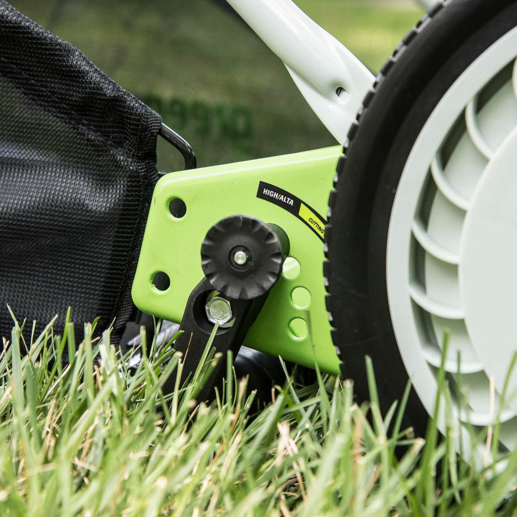 Greenworks 16-Inch Reel Lawn Mower with Grass Catcher 25052，Black/Green， 47D x 22W x 29.75H💝 Last Day For Clearance