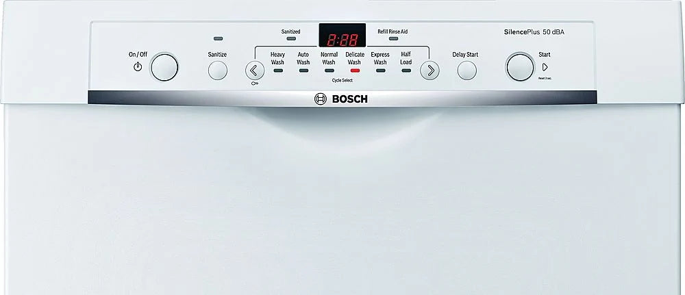 Bosch - 100 Series 24 Front Control Tall Tub Built-In Dishwasher with Hybrid Stainless-Steel Tub - White