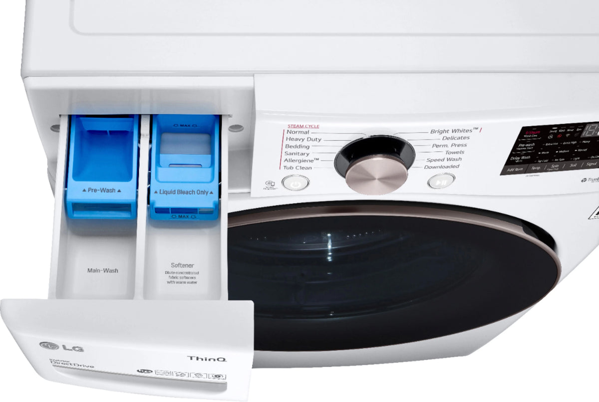 LG - 4.5 Cu. Ft. High-Efficiency Stackable Smart Front Load Washer with Steam and Built-In Intelligence - White