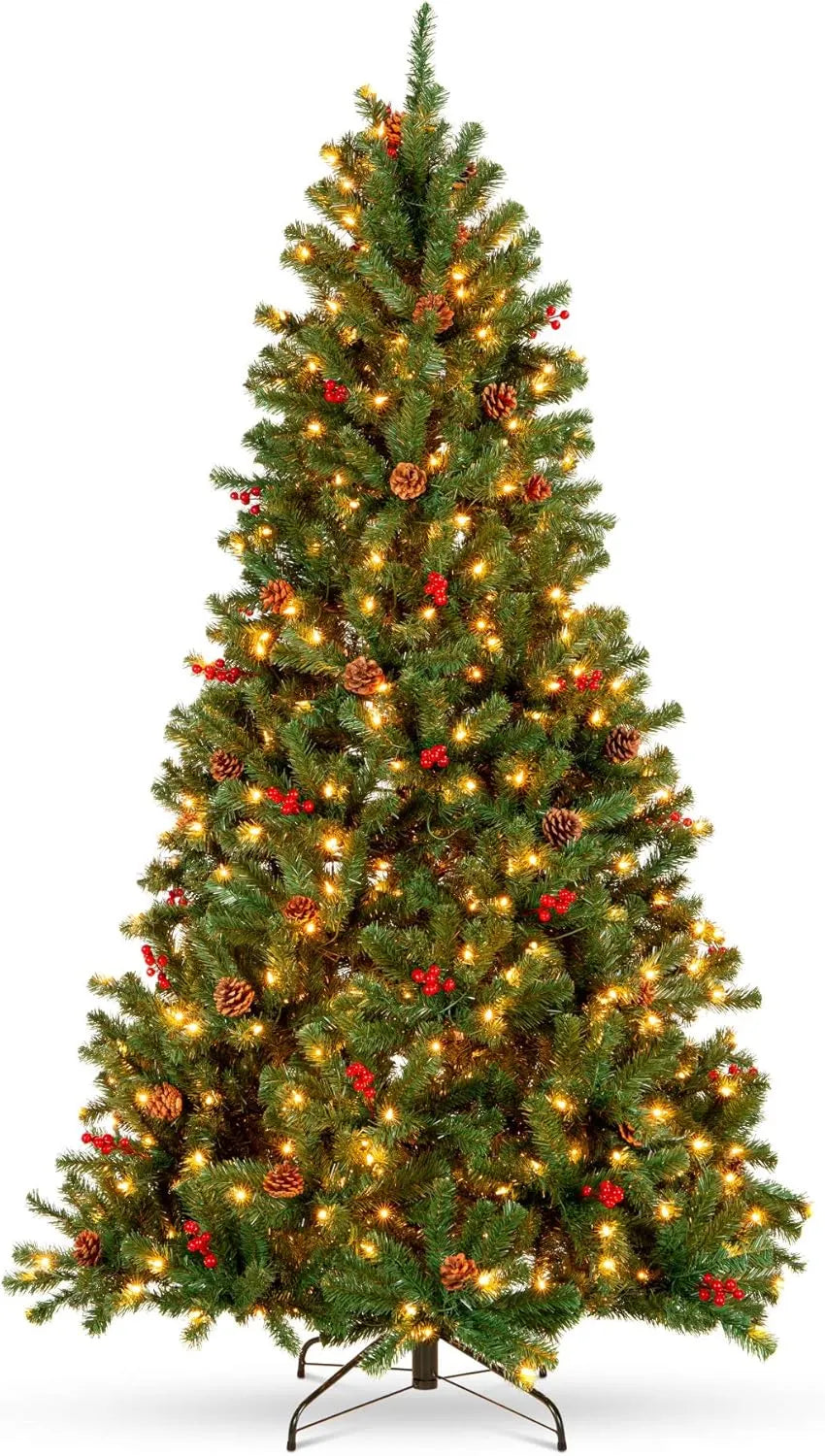 12ft Choice Products 4.5ft Pre-Lit Spruce Artificial Holiday Christmas Tree for Home, Office, Party Decoration w/ 200 Incandescent Lights, 763 Branch Tips, Easy Assembly, Metal Hinges & Foldable Base
