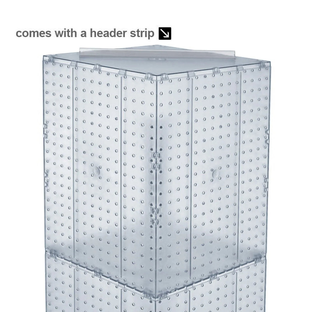 Azar Displays 701465-WHT White Four-Sided Pegboard Tower Floor Display on Revolving Wheeled Base. Spinner Rack Stand. Panel Size: 14W x 60H