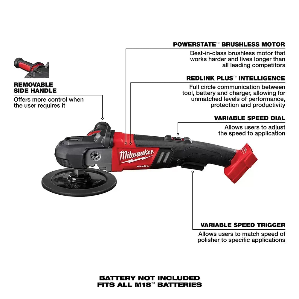 Milwaukee 2738-20 M18 18V FUEL 7” Cordless Lithium-Ion Polisher - Bare Tool