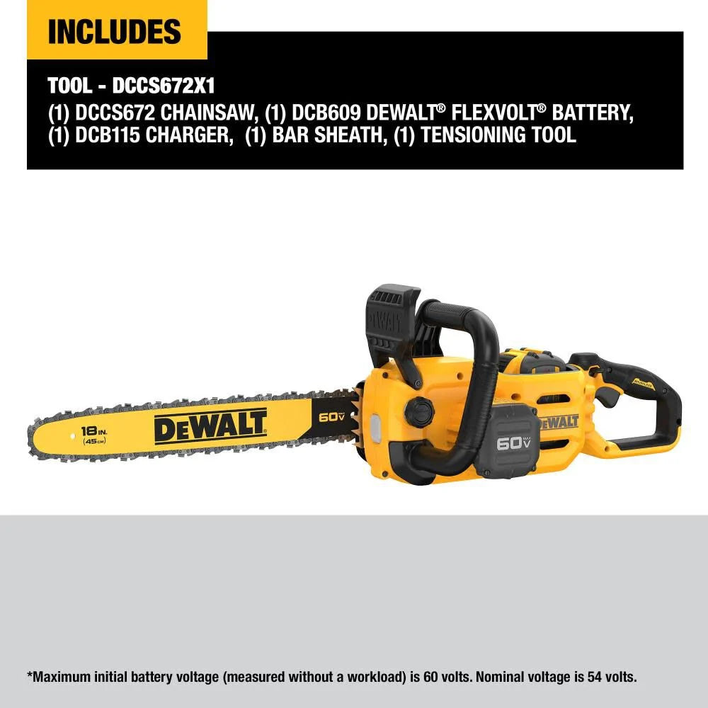 DW 60V MAX Chainsaw 18 Brushless Cordless Kit DCCS672X1 from DW