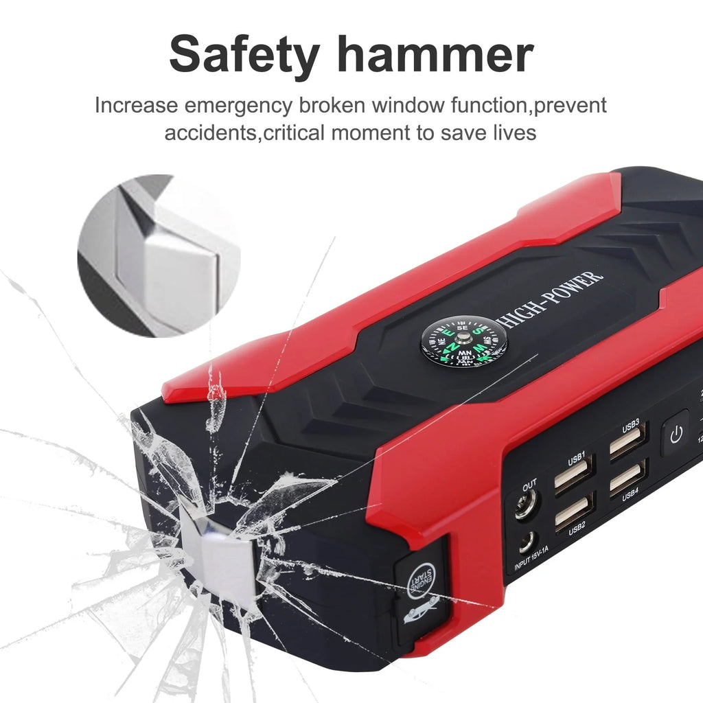 99800mAh 12V Car Jump Starter Portable 4 USB Port Charger LED Flashlight Power Bank Battery Booster