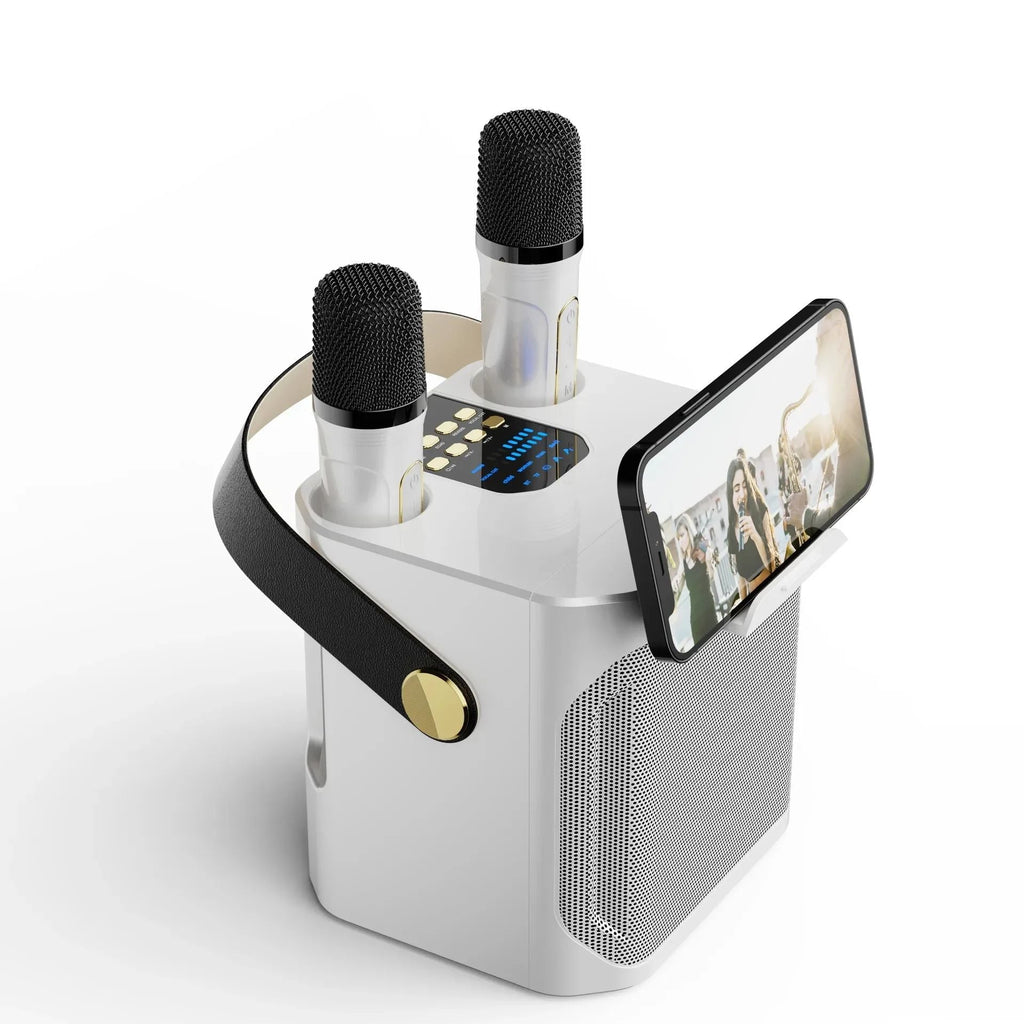 Portable Karaoke Speaker with Dual Microphone Inputs and 360° Sound, 8 Hour Battery