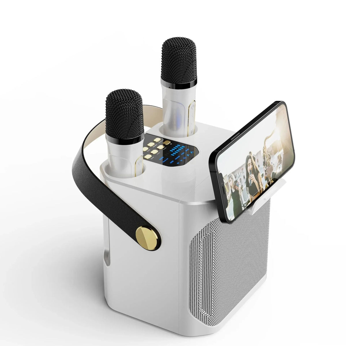 Portable Karaoke Speaker with Dual Microphone Inputs and 360° Sound, 8 Hour Battery